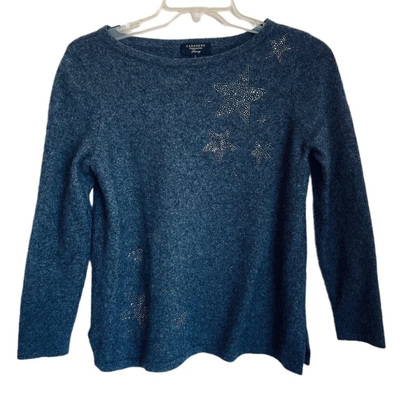 Cashmere Charter Club Luxury Sweater with embossed star pattern. Size Large - Picture 3 of 6